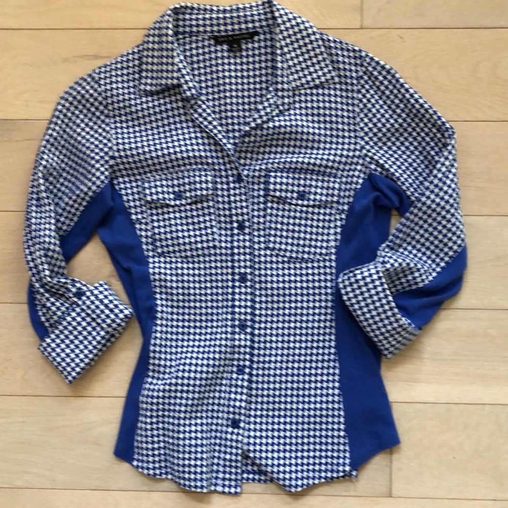 Blue & white check button-down shirt, M - Picture 10 of 15